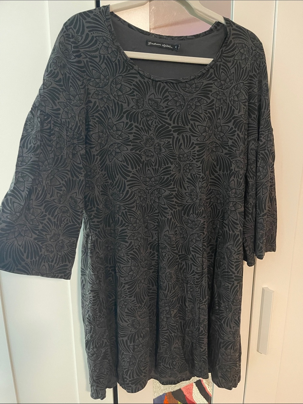 Gudrun Sjöden Black Floral-Print Long Sleeve Swing Dress